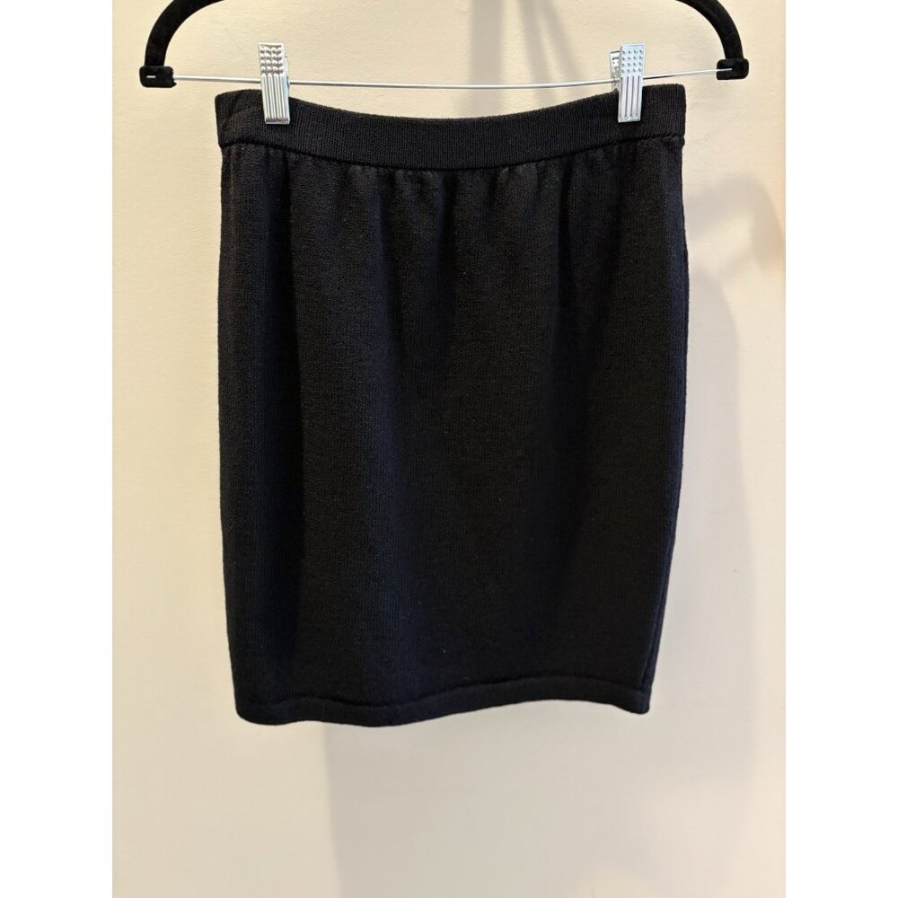 Vintage St John Basics Black Knit Pencil Skirt Size 4 Made in USA